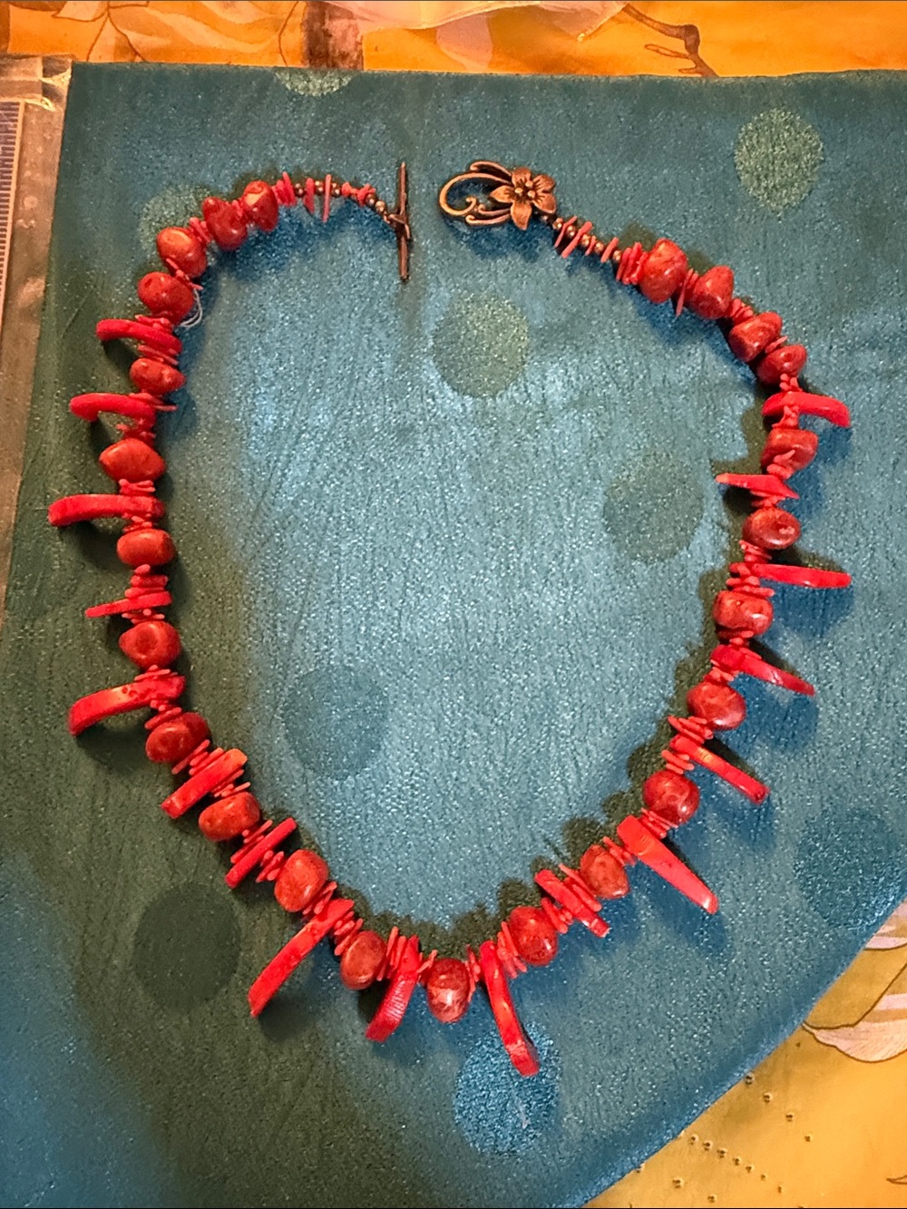 Red spiny oyster Necklace - with bronze, fitting Women Jewelry